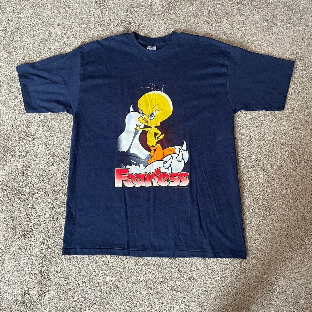 Warner Brothers‎ Velva Sheen VTG 1995 FEARLESS Tweety Bird T Shirt XL USA